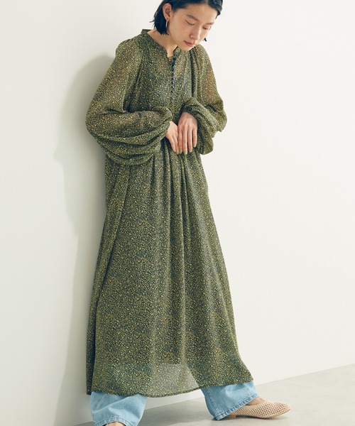 AMERICAN HOLIC（アメリカンホリック）の「シフォン楊柳ギャザーワンピース【インナーSET】（ワンピース・レディース・ブラック系その他/ネイビー系4/その他14・FREE）」の3枚目の写真