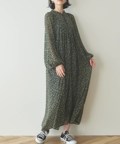 AMERICAN HOLIC（アメリカンホリック）の「シフォン楊柳ギャザーワンピース【インナーSET】（ワンピース・レディース・ブラック系その他/ネイビー系4/その他14・FREE）」の2枚目の写真