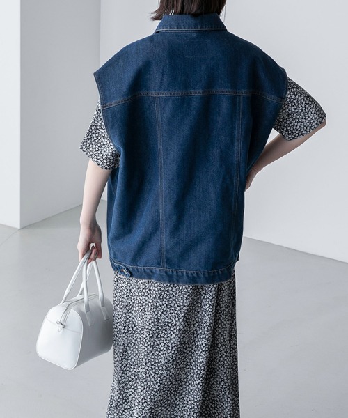 BONLECILL（ボンルシール）の「ヴィンテージフラワー パフスリーブAラインワンピース（ワンピース・レディース・オフホワイト/ブルー/ブラック/グリーン/アイボリー/ブラック系1/ロイヤルブルー・FREE）」の16枚目の写真