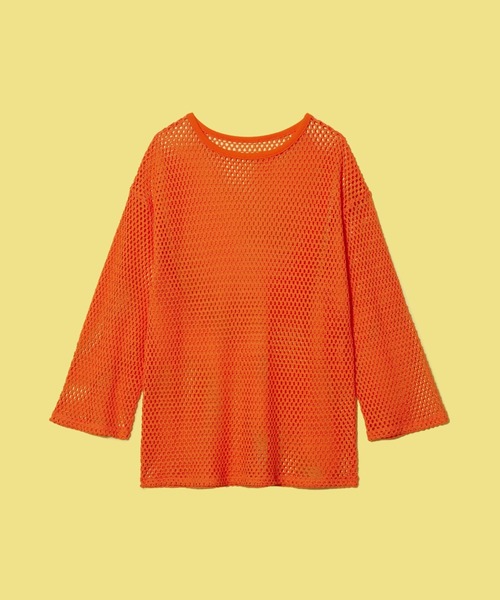 FOREVER 21（フォーエバー トゥエンティーワン）の「【MODE】メッシュニットプルオーバー（ニット/セーター・レディース・ブラック/ホワイト/オレンジ・FREE）」の5枚目の写真