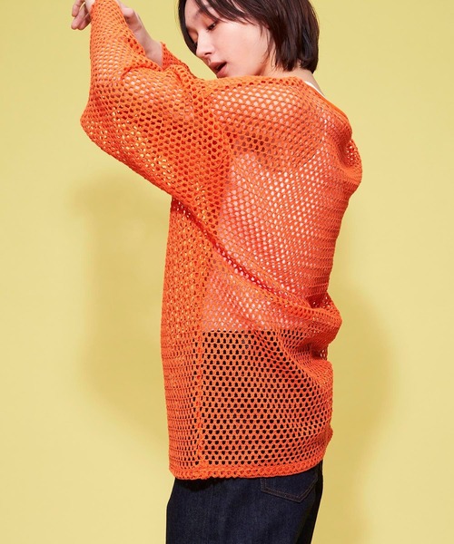 FOREVER 21（フォーエバー トゥエンティーワン）の「【MODE】メッシュニットプルオーバー（ニット/セーター・レディース・ブラック/ホワイト/オレンジ・FREE）」の13枚目の写真
