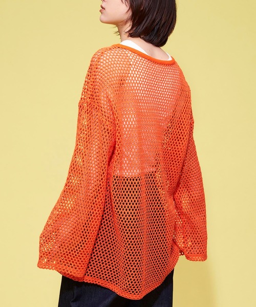 FOREVER 21（フォーエバー トゥエンティーワン）の「【MODE】メッシュニットプルオーバー（ニット/セーター・レディース・ブラック/ホワイト/オレンジ・FREE）」の14枚目の写真