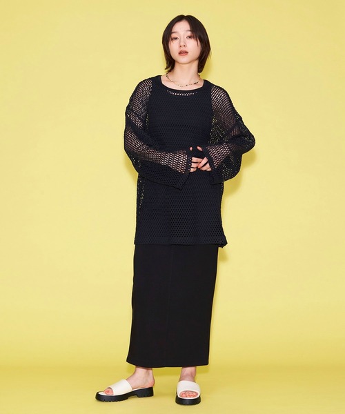 FOREVER 21（フォーエバー トゥエンティーワン）の「【MODE】メッシュニットプルオーバー（ニット/セーター・レディース・ブラック/ホワイト/オレンジ・FREE）」の6枚目の写真