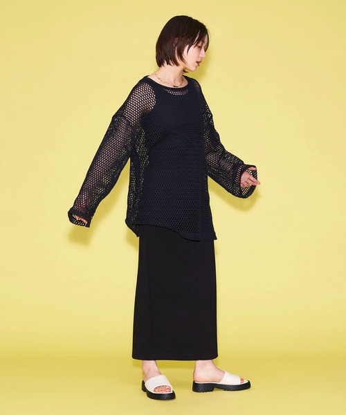 FOREVER 21（フォーエバー トゥエンティーワン）の「【MODE】メッシュニットプルオーバー（ニット/セーター・レディース・ブラック/ホワイト/オレンジ・FREE）」の7枚目の写真