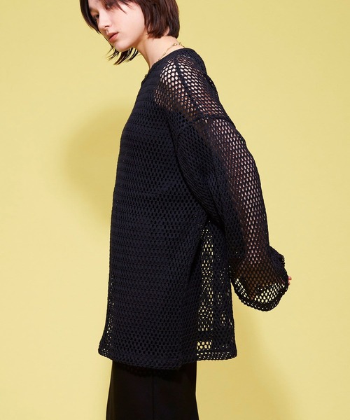 FOREVER 21（フォーエバー トゥエンティーワン）の「【MODE】メッシュニットプルオーバー（ニット/セーター・レディース・ブラック/ホワイト/オレンジ・FREE）」の12枚目の写真