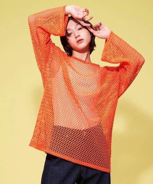 FOREVER 21（フォーエバー トゥエンティーワン）の「【MODE】メッシュニットプルオーバー（ニット/セーター・レディース・ブラック/ホワイト/オレンジ・FREE）」の17枚目の写真