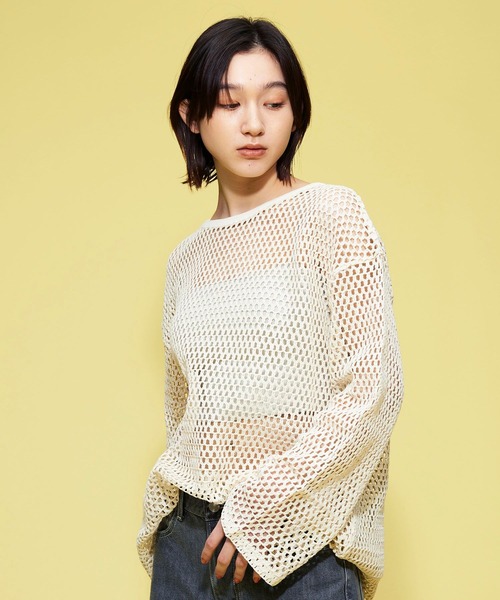 FOREVER 21（フォーエバー トゥエンティーワン）の「【MODE】メッシュニットプルオーバー（ニット/セーター・レディース・ブラック/ホワイト/オレンジ・FREE）」の18枚目の写真