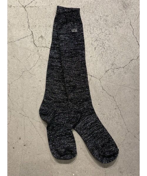 GYDA（ジェイダ）の「GYDAラメハイSOX（ソックス/靴下・レディース・ライトグレー/ブラック・FREE）」の4枚目の写真