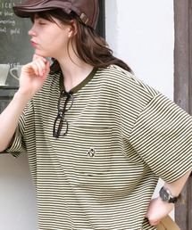 MONO-MART LADY'S | ワンポイントレトロアニマル刺繍リンガーボーダーTシャツ(Tシャツ/カットソー)