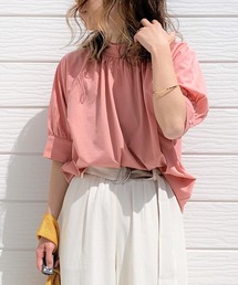 Q | シルケットギャザーカットブラウス(シャツ/ブラウス)