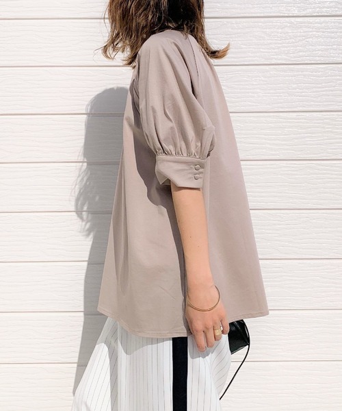 Q（キュー）の「シルケットギャザーカットブラウス（シャツ/ブラウス・レディース・アイボリー/ミント/グレイッシュベージュ/ベビーピンク・MEDIUM）」の11枚目の写真