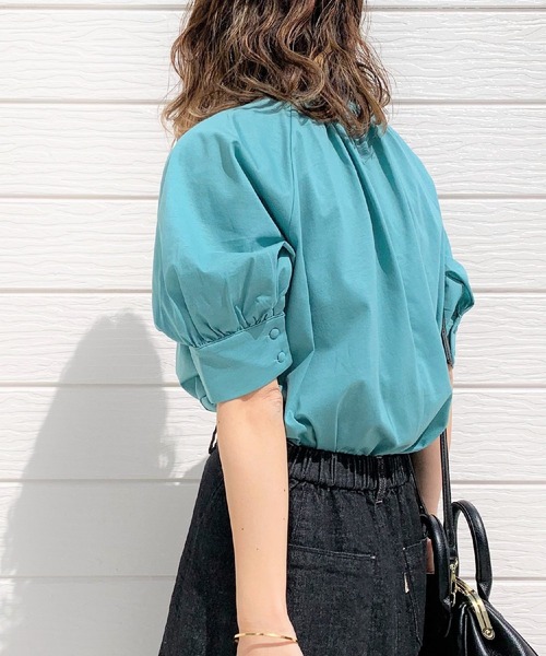 Q（キュー）の「シルケットギャザーカットブラウス（シャツ/ブラウス・レディース・アイボリー/ミント/グレイッシュベージュ/ベビーピンク・MEDIUM）」の12枚目の写真