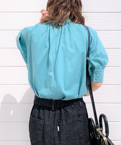 Q（キュー）の「シルケットギャザーカットブラウス（シャツ/ブラウス・レディース・アイボリー/ミント/グレイッシュベージュ/ベビーピンク・MEDIUM）」の13枚目の写真