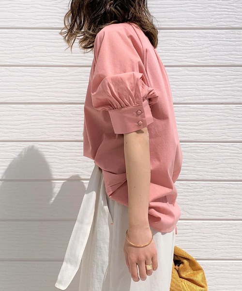 Q（キュー）の「シルケットギャザーカットブラウス（シャツ/ブラウス・レディース・アイボリー/ミント/グレイッシュベージュ/ベビーピンク・MEDIUM）」の14枚目の写真