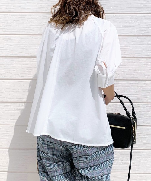 Q（キュー）の「シルケットギャザーカットブラウス（シャツ/ブラウス・レディース・アイボリー/ミント/グレイッシュベージュ/ベビーピンク・MEDIUM）」の17枚目の写真