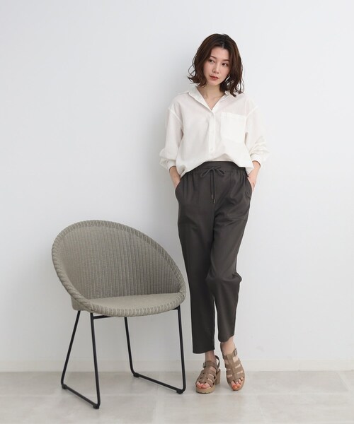 SHOO・LA・RUE(シューラルー)の「◆さらっと大人ナチュラル◎ 麻レーヨン ベイカーパンツ(その他パンツ・レディース・チャコールグレー/カーキ/ベージュ・02/03/04)」の4枚目の写真
