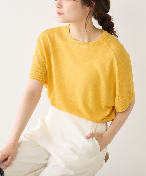 PUAL CE CIN(ピュアルセシン)の「フレンチリネンニットプルオーバー(ニット/セーター・レディース・ブラック/ナチュラル/グリーン/イエロー/ピンク・FREE)」の5枚目の写真
