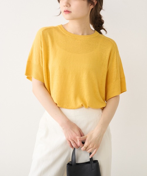 PUAL CE CIN(ピュアルセシン)の「フレンチリネンニットプルオーバー(ニット/セーター・レディース・ブラック/ナチュラル/グリーン/イエロー/ピンク・FREE)」の13枚目の写真
