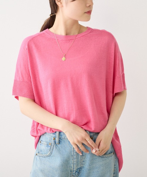 PUAL CE CIN(ピュアルセシン)の「フレンチリネンニットプルオーバー(ニット/セーター・レディース・ブラック/ナチュラル/グリーン/イエロー/ピンク・FREE)」の10枚目の写真