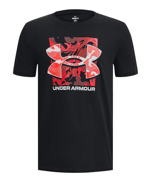 UNDER ARMOUR(アンダーアーマー)の「UAショートスリーブTシャツ 〈ボックスロゴカモ〉(トレーニング/KIDS)(Tシャツ/カットソー・キッズ・ブラック・130cm/140cm/150cm/160cm)」の1枚目の写真