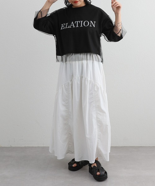 COLONY 2139（コロニートゥーワンスリーナイン）の「チュールレイヤードクロップドプリントTシャツ（Tシャツ/カットソー・レディース・ネイビー/ブラック/オフホワイト・FREE）」の14枚目の写真