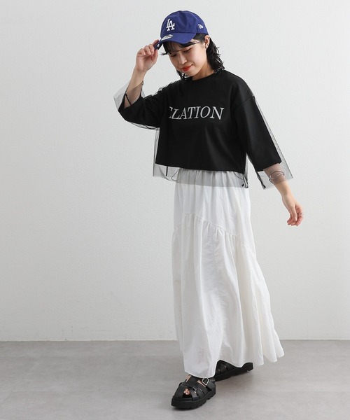 COLONY 2139（コロニートゥーワンスリーナイン）の「チュールレイヤードクロップドプリントTシャツ（Tシャツ/カットソー・レディース・ネイビー/ブラック/オフホワイト・FREE）」の13枚目の写真