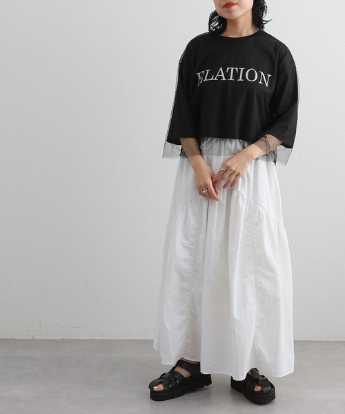 COLONY 2139（コロニートゥーワンスリーナイン）の「チュールレイヤードクロップドプリントTシャツ（Tシャツ/カットソー・レディース・ネイビー/ブラック/オフホワイト・FREE）」の12枚目の写真