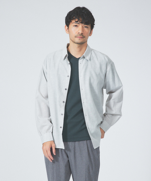 ABAHOUSE GRAY(アバハウスグレイ)の「【ナチュラルリネン】イタリアンカラー シャツ(シャツ/ブラウス・メンズ・スミクロ/グレイッシュベージュ/ブルー/グリーン/ホワイト・46/48/50)」の3枚目の写真