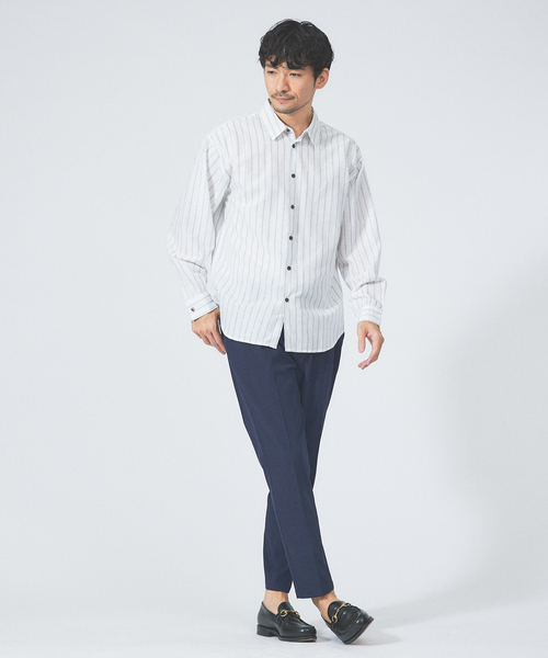 ABAHOUSE GRAY(アバハウスグレイ)の「【ナチュラルリネン】イタリアンカラー シャツ(シャツ/ブラウス・メンズ・スミクロ/グレイッシュベージュ/ブルー/グリーン/ホワイト・46/48/50)」の6枚目の写真