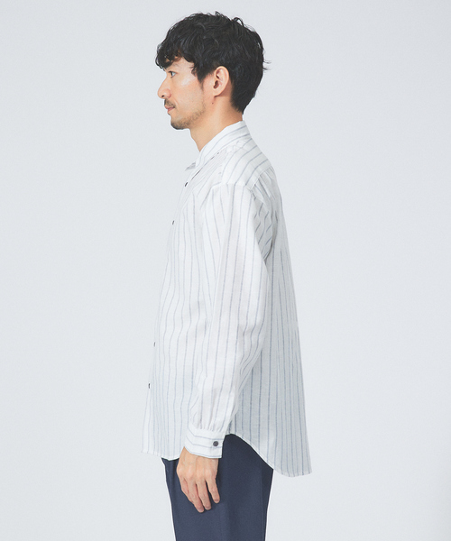 ABAHOUSE GRAY(アバハウスグレイ)の「【ナチュラルリネン】イタリアンカラー シャツ(シャツ/ブラウス・メンズ・スミクロ/グレイッシュベージュ/ブルー/グリーン/ホワイト・46/48/50)」の7枚目の写真