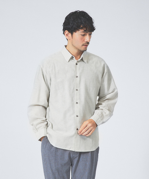 ABAHOUSE GRAY(アバハウスグレイ)の「【ナチュラルリネン】イタリアンカラー シャツ(シャツ/ブラウス・メンズ・スミクロ/グレイッシュベージュ/ブルー/グリーン/ホワイト・46/48/50)」の18枚目の写真