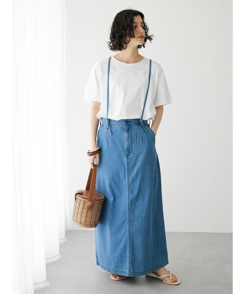 CRAFT STANDARD BOUTIQUE（クラフトスタンダードブティック）の「ライトデニム2WAYサロペットスカート（デニムスカート・レディース・ライトインディゴブルー/ダークインディゴブルー・M/L）」の14枚目の写真