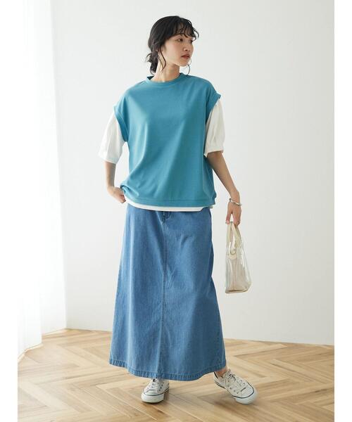 CRAFT STANDARD BOUTIQUE（クラフトスタンダードブティック）の「ライトデニム2WAYサロペットスカート（デニムスカート・レディース・ライトインディゴブルー/ダークインディゴブルー・M/L）」の12枚目の写真