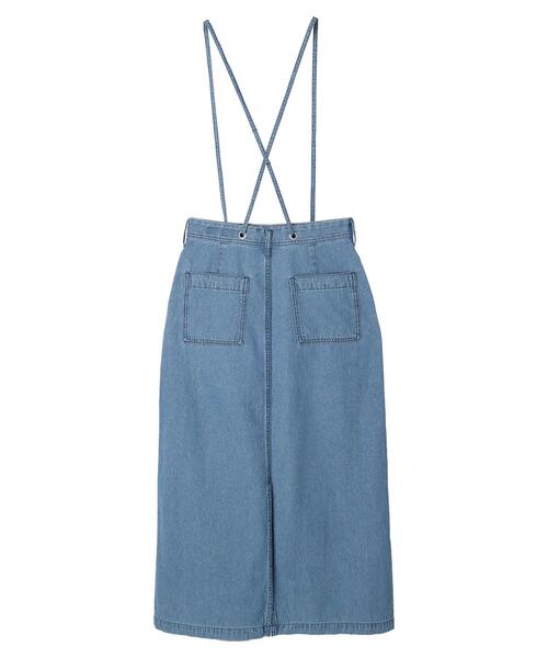 CRAFT STANDARD BOUTIQUE（クラフトスタンダードブティック）の「ライトデニム2WAYサロペットスカート（デニムスカート・レディース・ライトインディゴブルー/ダークインディゴブルー・M/L）」の4枚目の写真