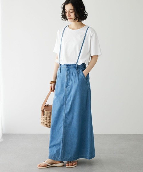 CRAFT STANDARD BOUTIQUE（クラフトスタンダードブティック）の「ライトデニム2WAYサロペットスカート（デニムスカート・レディース・ライトインディゴブルー/ダークインディゴブルー・M/L）」の2枚目の写真