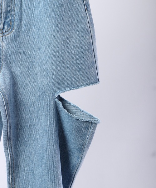 Blasty（ブラスティー）の「BLASTY サイドダメージデニムワイドパンツ（デニムパンツ・レディース・ライトインディゴブルー/ブラック・FREE）」の17枚目の写真