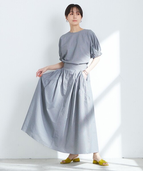 NOLLEY’S（ノーリーズ）の「《セットアップ対応》ポコポコサッカースカート（スカート・レディース・グレー系その他2/ブラック/オフホワイト・38）」の12枚目の写真