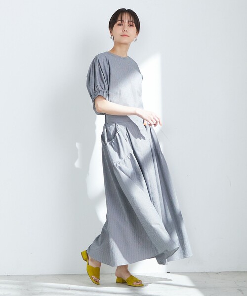 NOLLEY’S（ノーリーズ）の「《セットアップ対応》ポコポコサッカースカート（スカート・レディース・グレー系その他2/ブラック/オフホワイト・38）」の13枚目の写真