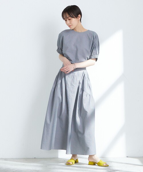 NOLLEY’S（ノーリーズ）の「《セットアップ対応》ポコポコサッカースカート（スカート・レディース・グレー系その他2/ブラック/オフホワイト・38）」の14枚目の写真