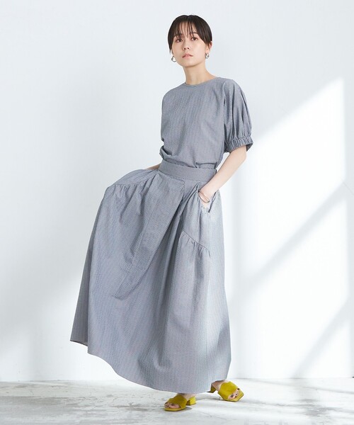 NOLLEY’S（ノーリーズ）の「《セットアップ対応》ポコポコサッカースカート（スカート・レディース・グレー系その他2/ブラック/オフホワイト・38）」の15枚目の写真