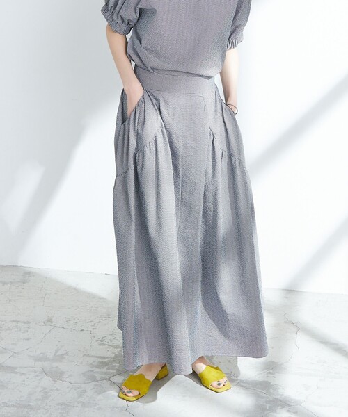 NOLLEY’S（ノーリーズ）の「《セットアップ対応》ポコポコサッカースカート（スカート・レディース・グレー系その他2/ブラック/オフホワイト・38）」の21枚目の写真