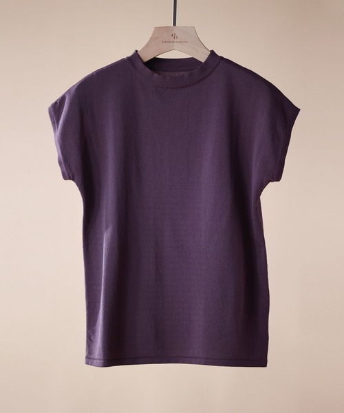 【接触冷感】ベーシックフレンチスリーブサマーニット