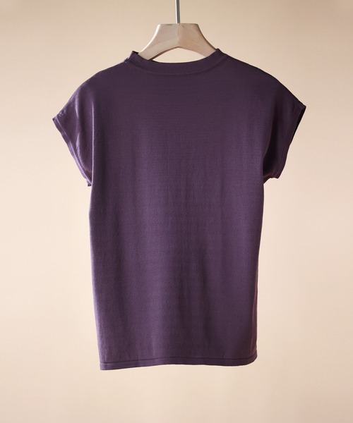 【接触冷感】ベーシックフレンチスリーブサマーニット