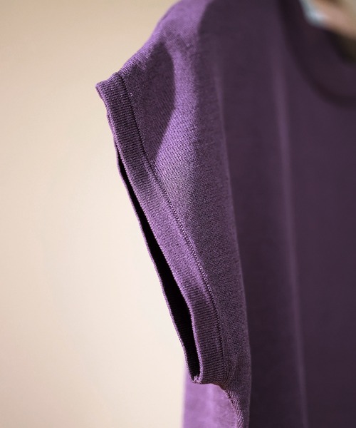 【接触冷感】ベーシックフレンチスリーブサマーニット