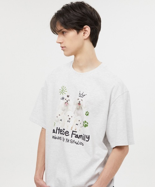 WaiKei（ワイケイ）の「A'GAM/9×.kom『WaiKei/ワイケイ』Maltese family half sleeve tshirts/マルチーズデザイン 半袖Tシャツ カットソー（Tシャツ/カットソー・レディース・ホワイト/ライトグレー/ブラック・1/2）」の22枚目の写真