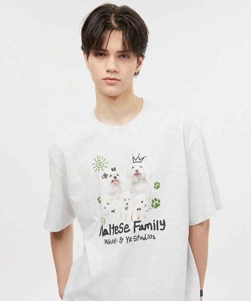 WaiKei（ワイケイ）の「A'GAM/9×.kom『WaiKei/ワイケイ』Maltese family half sleeve tshirts/マルチーズデザイン 半袖Tシャツ カットソー（Tシャツ/カットソー・レディース・ホワイト/ライトグレー/ブラック・1/2）」の18枚目の写真