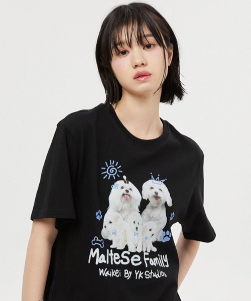 WaiKei（ワイケイ）の「A'GAM/9×.kom『WaiKei/ワイケイ』Maltese family half sleeve tshirts/マルチーズデザイン 半袖Tシャツ カットソー（Tシャツ/カットソー・レディース・ホワイト/ライトグレー/ブラック・1/2）」の17枚目の写真