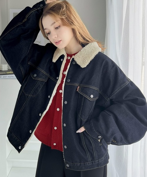 ボアコンビデニムジャケット　 インディゴデニム×ベージュ【完売品】 ボアコンビデニムジャケット インディゴデニム×ベージュ【完売品