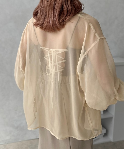 apres jour clair(アプレジュールクレア)の「【apres jour clair】カップ付バックレースアップキャミ【ZOZOTOWN限定アイテム】(キャミソール・レディース・ブラウン系その他/アイボリー・フリー/X-LARGE)」の6枚目の写真