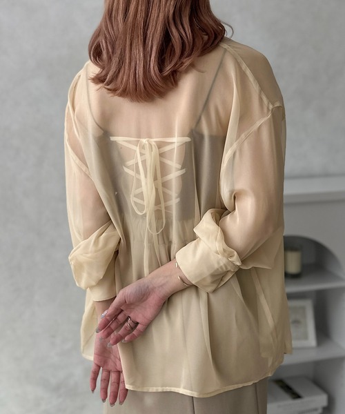 apres jour clair(アプレジュールクレア)の「【apres jour clair】カップ付バックレースアップキャミ【ZOZOTOWN限定アイテム】(キャミソール・レディース・ブラウン系その他/アイボリー・フリー/X-LARGE)」の5枚目の写真